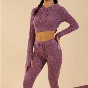 Gymshark long sleeve crop slounge plum marl